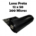 BOBINA DE LONA FILME AGRICOLA PRETO 200 MICRAS 12 X 50